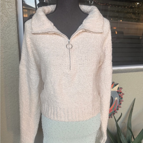 Aeropostale Cream Half Zip Cozy Boucle Sweater Women’s XL Size 12 - Picture 3 of 8